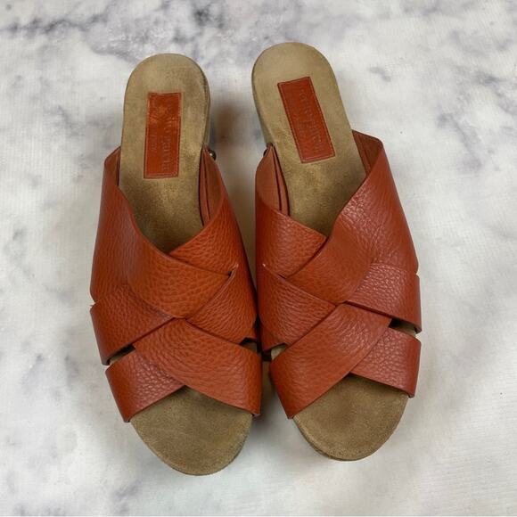 Pedro García Nena Chutney Crisscross Leather Peep Toe Slide Clog Sandals Sz 41 - Picture 4 of 11